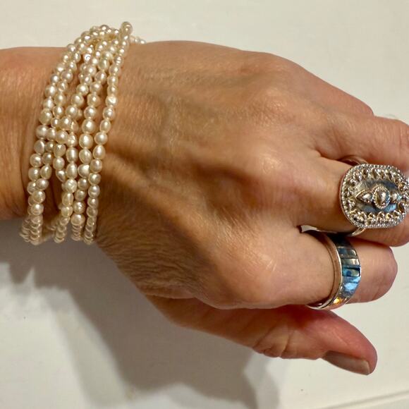 Vintage Six-Strand Freshwater Rice Pearl Bracelet - Picture 7 of 7